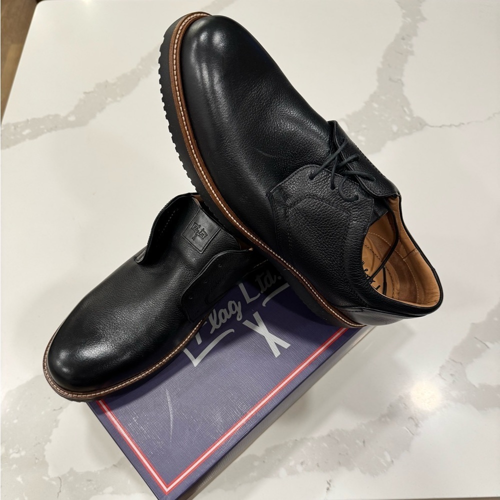 Flag Ltd Caleb Oxford Black Leather Men's Shoes - Picture 1 of 7
